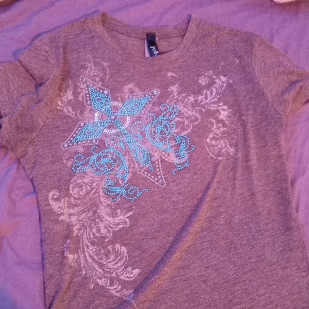 RU Cowgirl cross rhinestone shirt